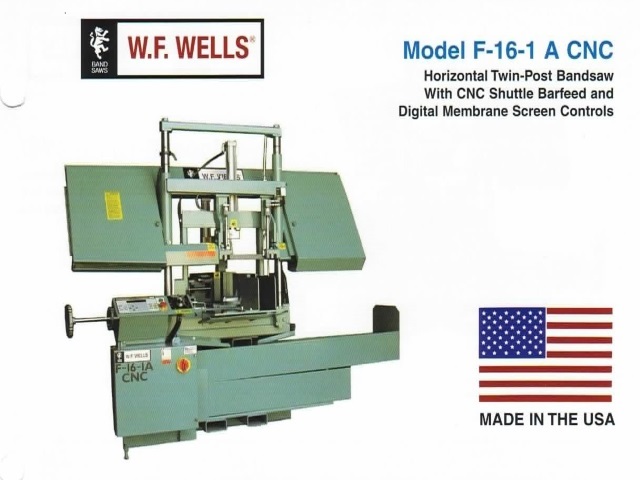 W.F. WELLS F-16-1A-CNC Saws, Horizontal Dual Column Saw | N & R Machine Sales